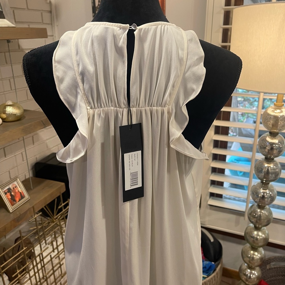 NWT Halston Heritage Ivory Silk Blend with Ruffled Back Tank, medium - Picture 4 of 11